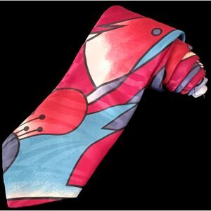 Vintage Manhattan Men's Tie 57 "x 3.5" Red Blue White Black Modern Art Necktie